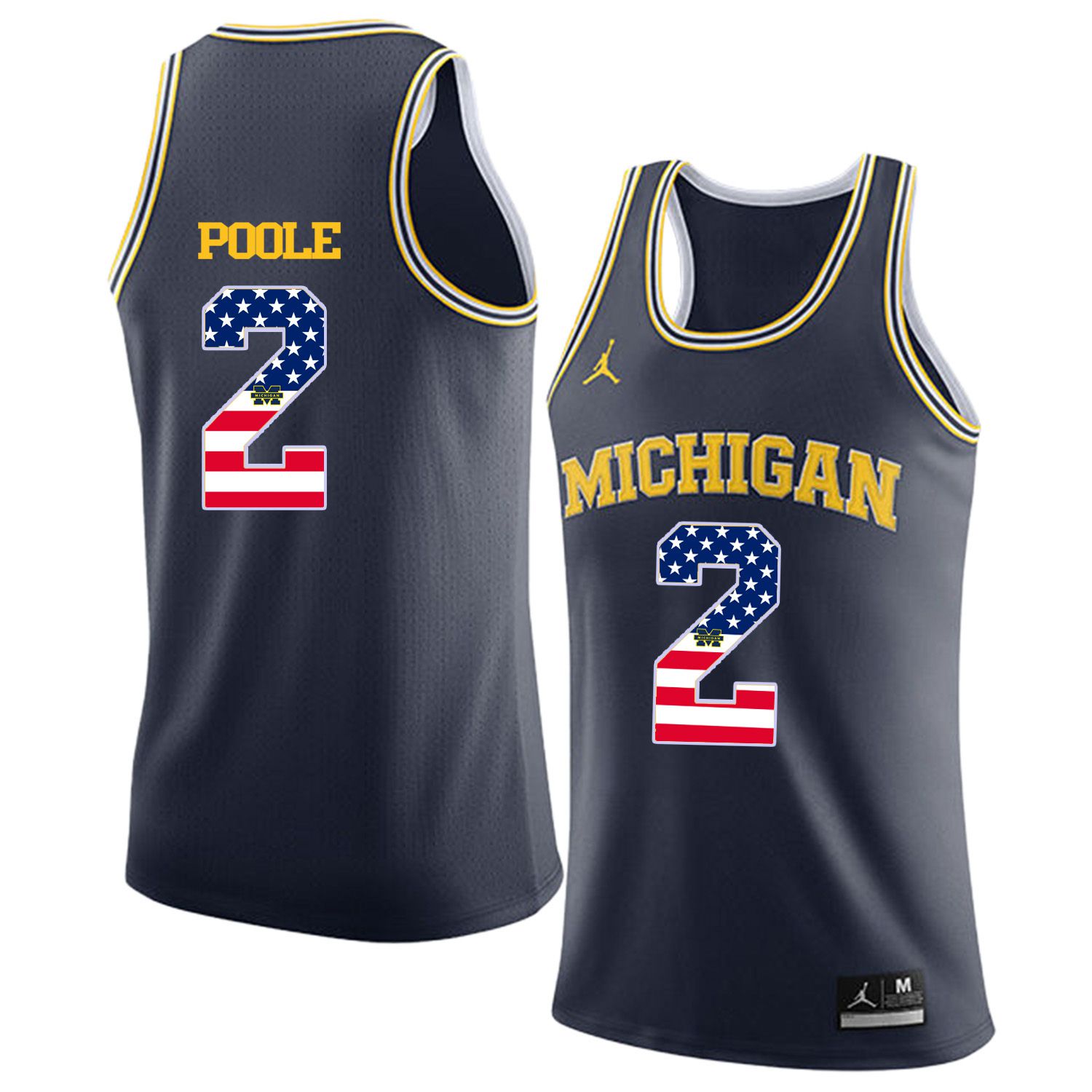 Men Jordan University of Michigan Basketball Navy #2 Poole Flag Customized NCAA Jerseys->customized ncaa jersey->Custom Jersey